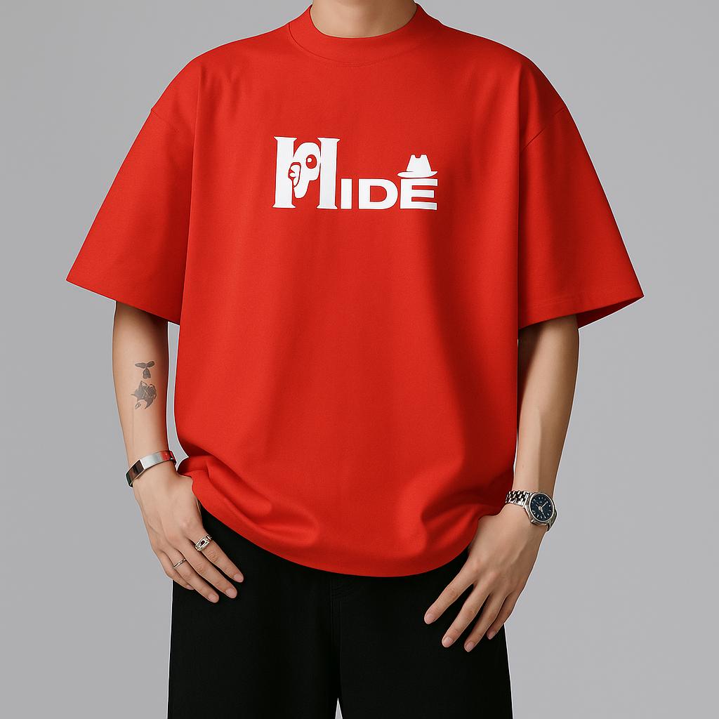 RED ROUND OVERSIZED T-SHIRT